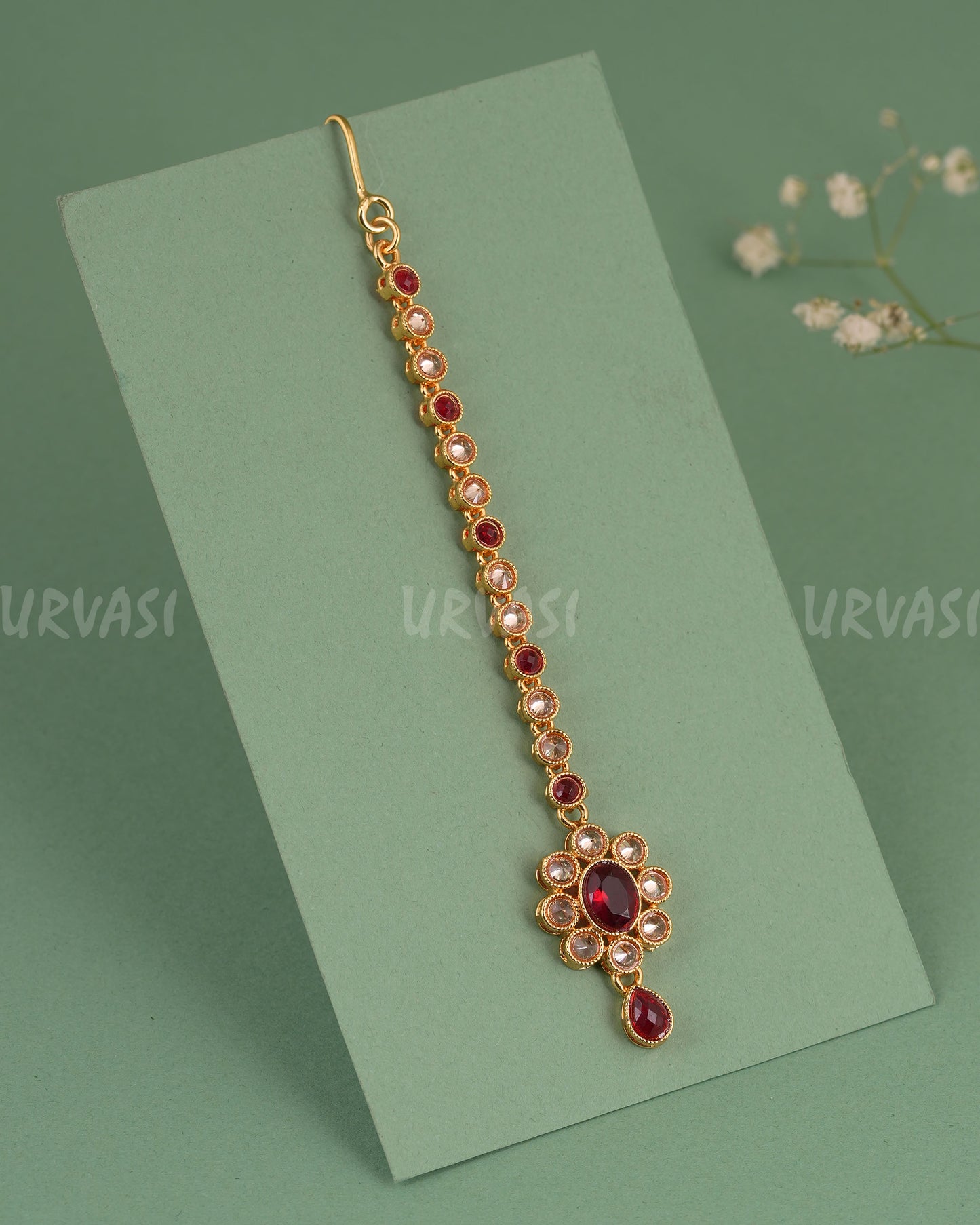 Gold-Polish Floral AD Stone Chutty CH 141