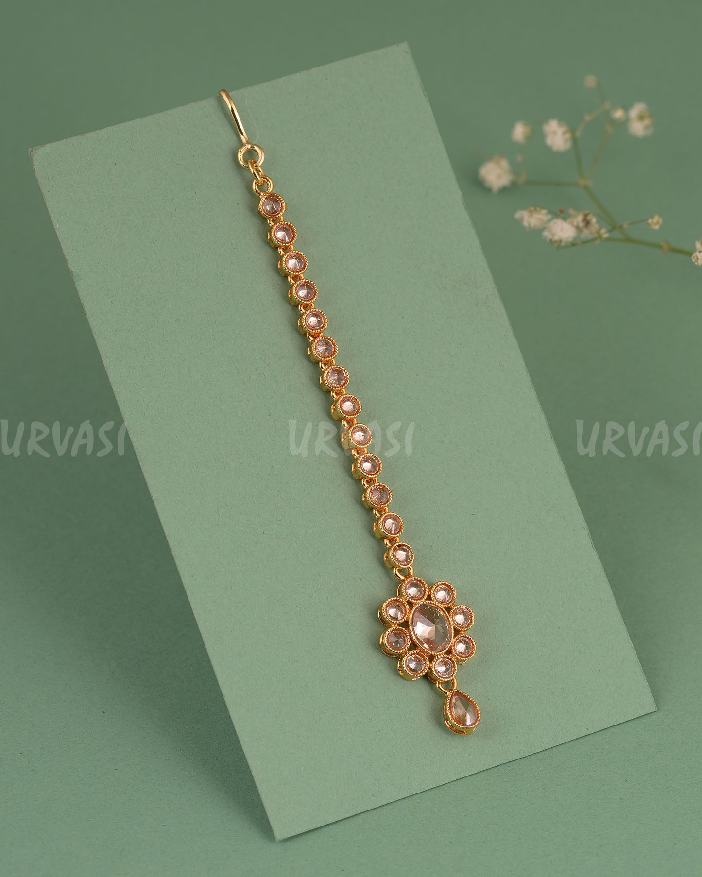 Gold-Polish Floral AD Stone Chutty CH 141