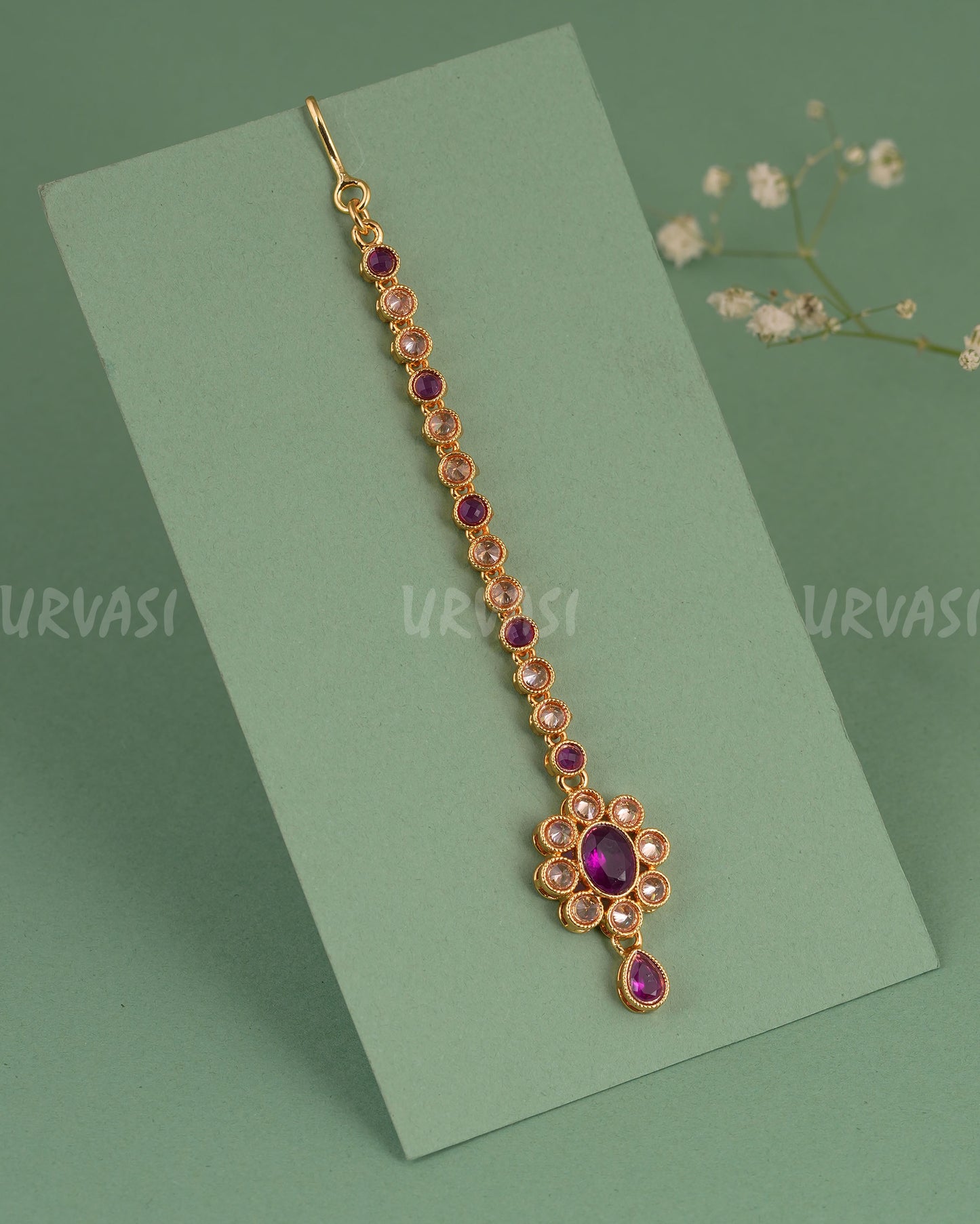 Gold-Polish Floral AD Stone Chutty CH 141