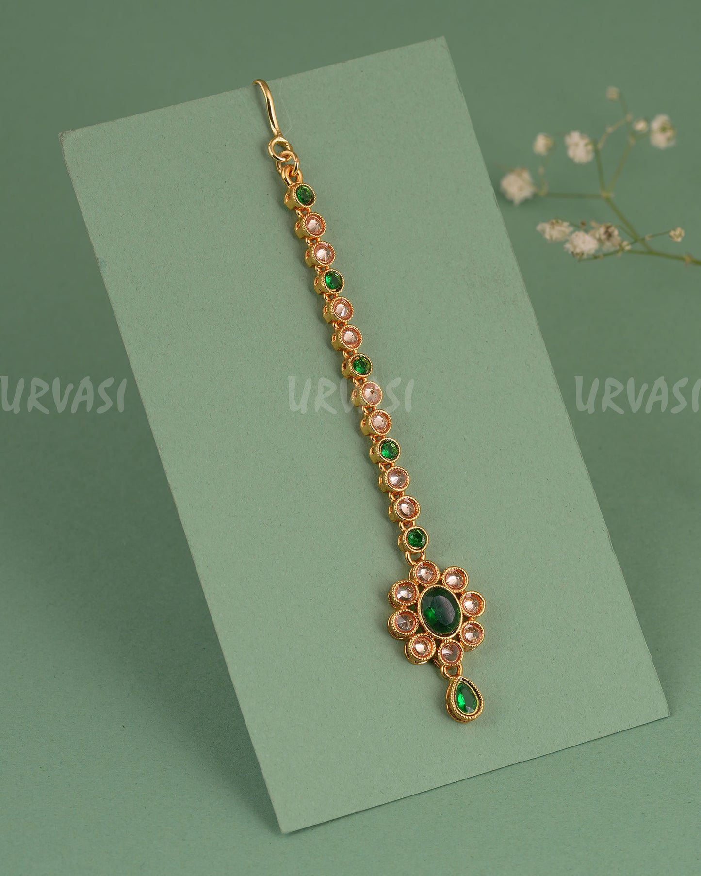 Gold-Polish Floral AD Stone Chutty CH 141