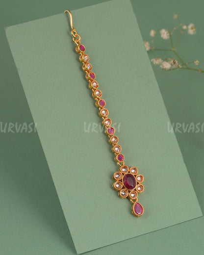 Gold-Polish Floral AD Stone Chutty CH 141