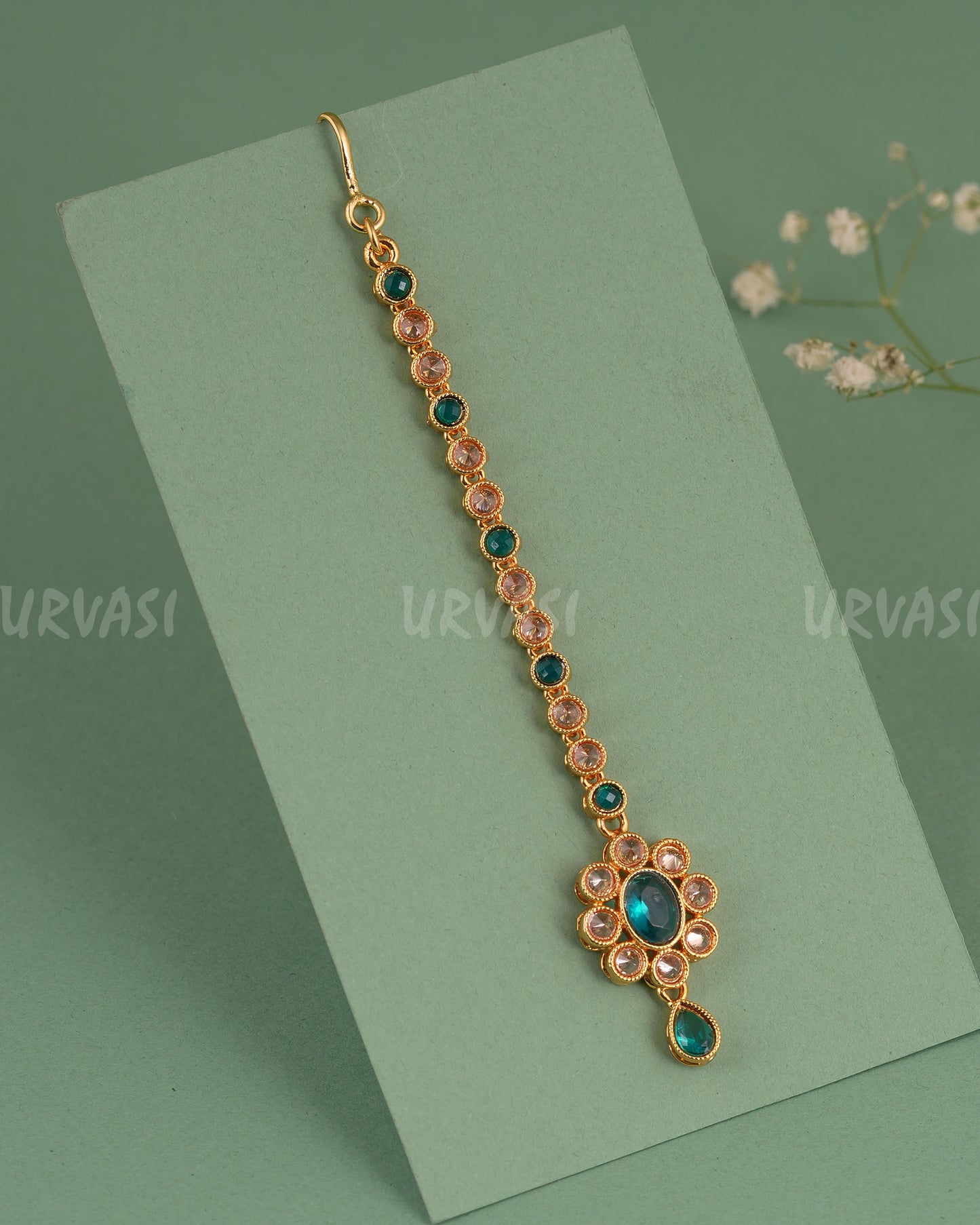 Gold-Polish Floral AD Stone Chutty CH 141