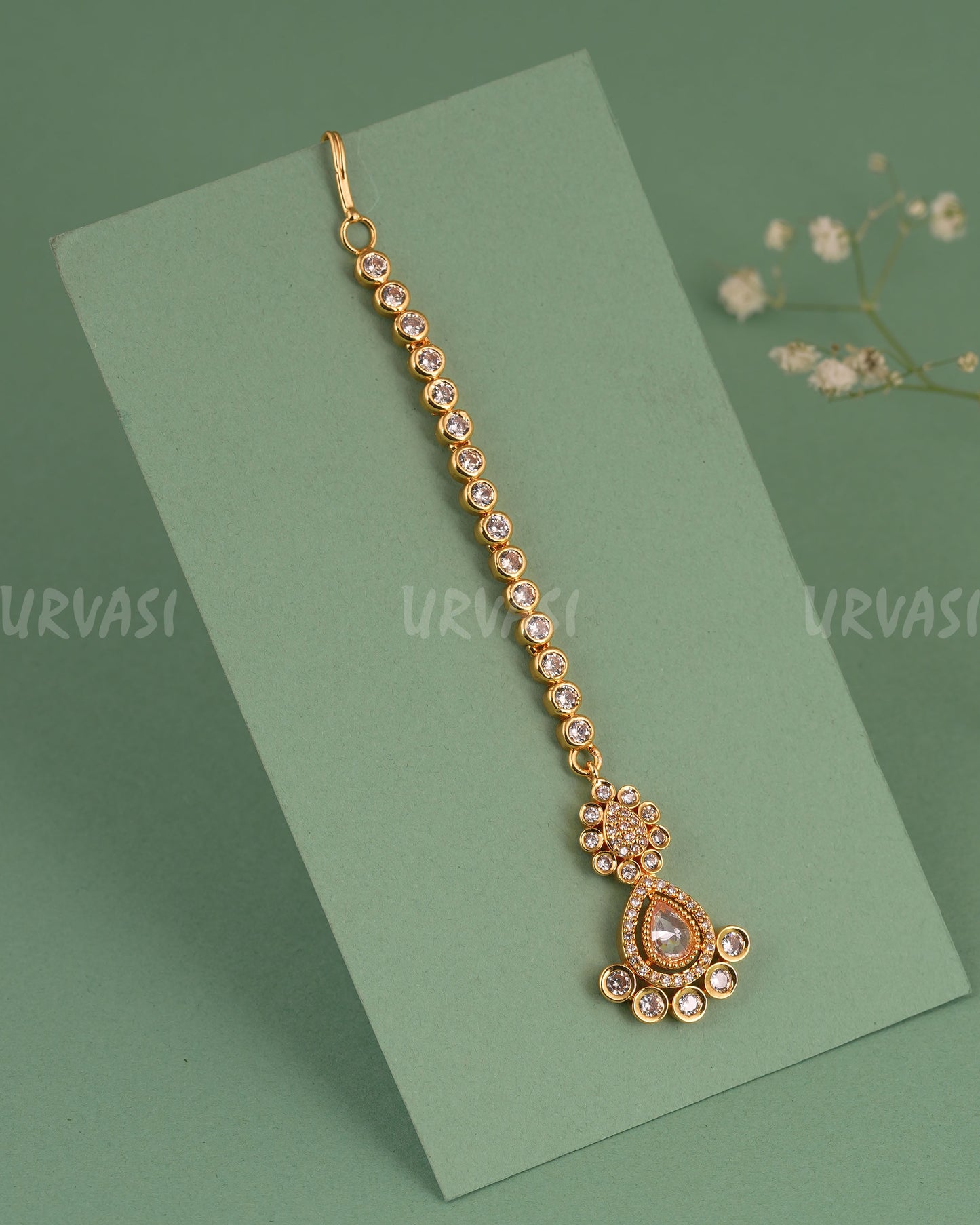 Gold-Polish Floral AD Stone Chutty CH 140
