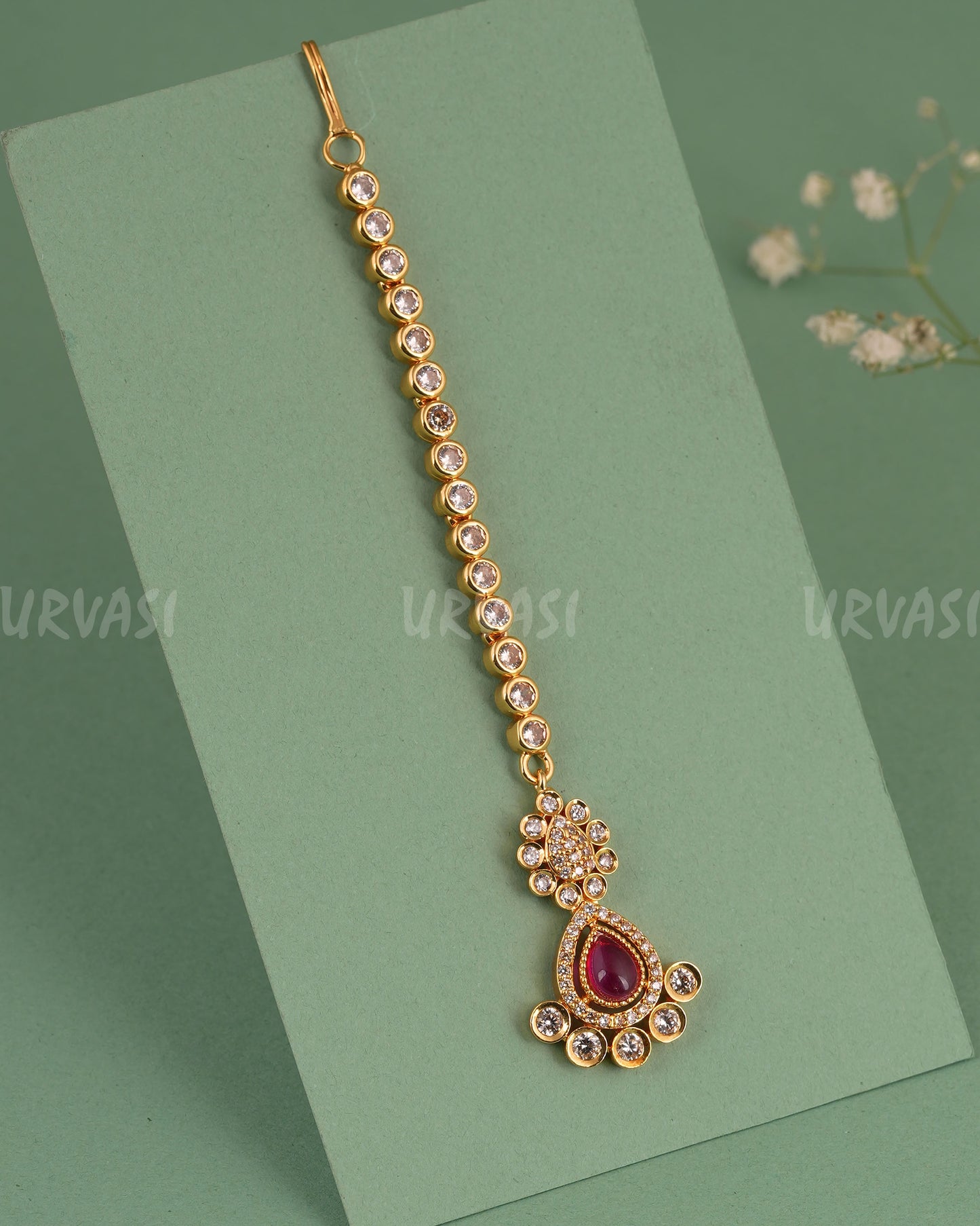 Gold-Polish Floral AD Stone Chutty CH 140