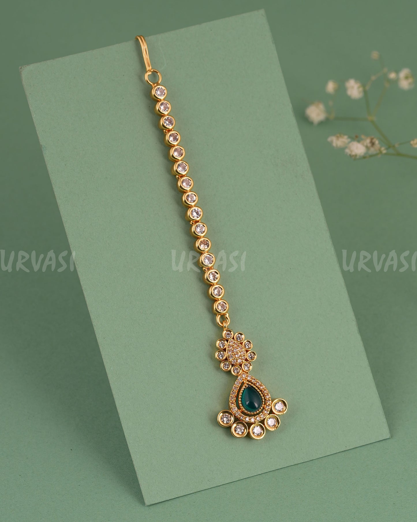 Gold-Polish Floral AD Stone Chutty CH 140