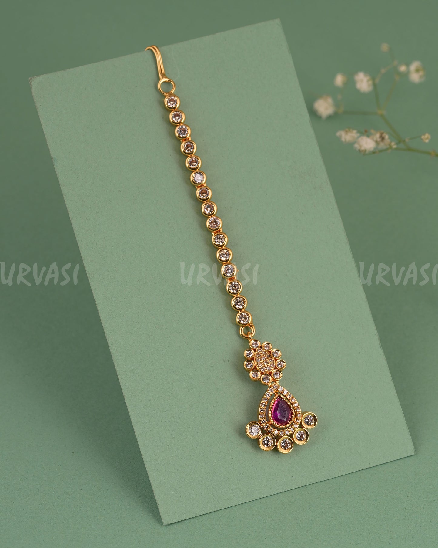 Gold-Polish Floral AD Stone Chutty CH 140