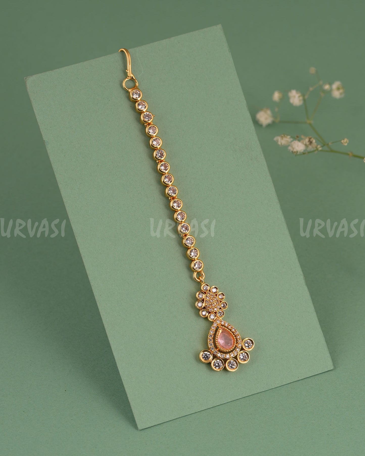 Gold-Polish Floral AD Stone Chutty CH 140