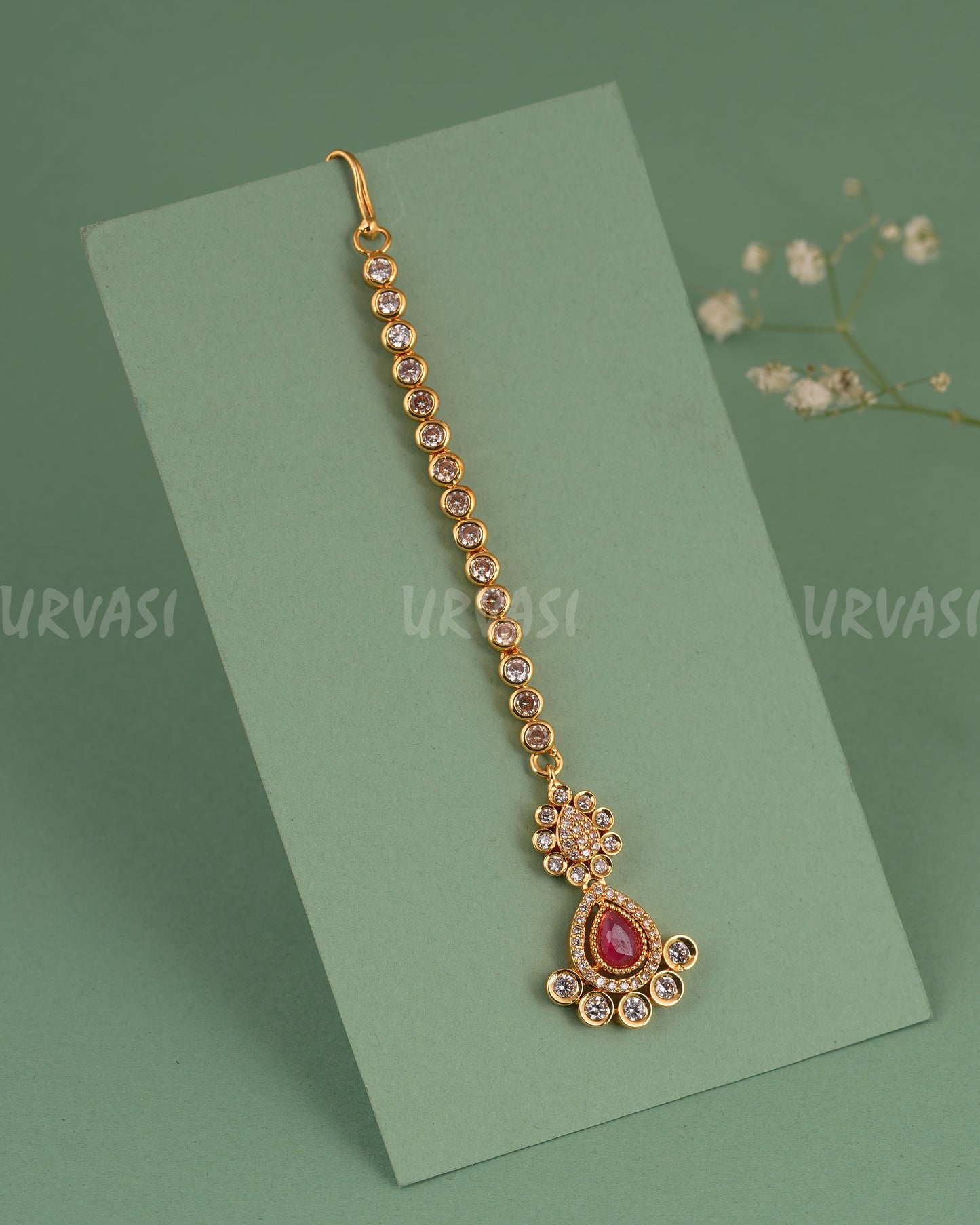 Gold-Polish Floral AD Stone Chutty CH 140