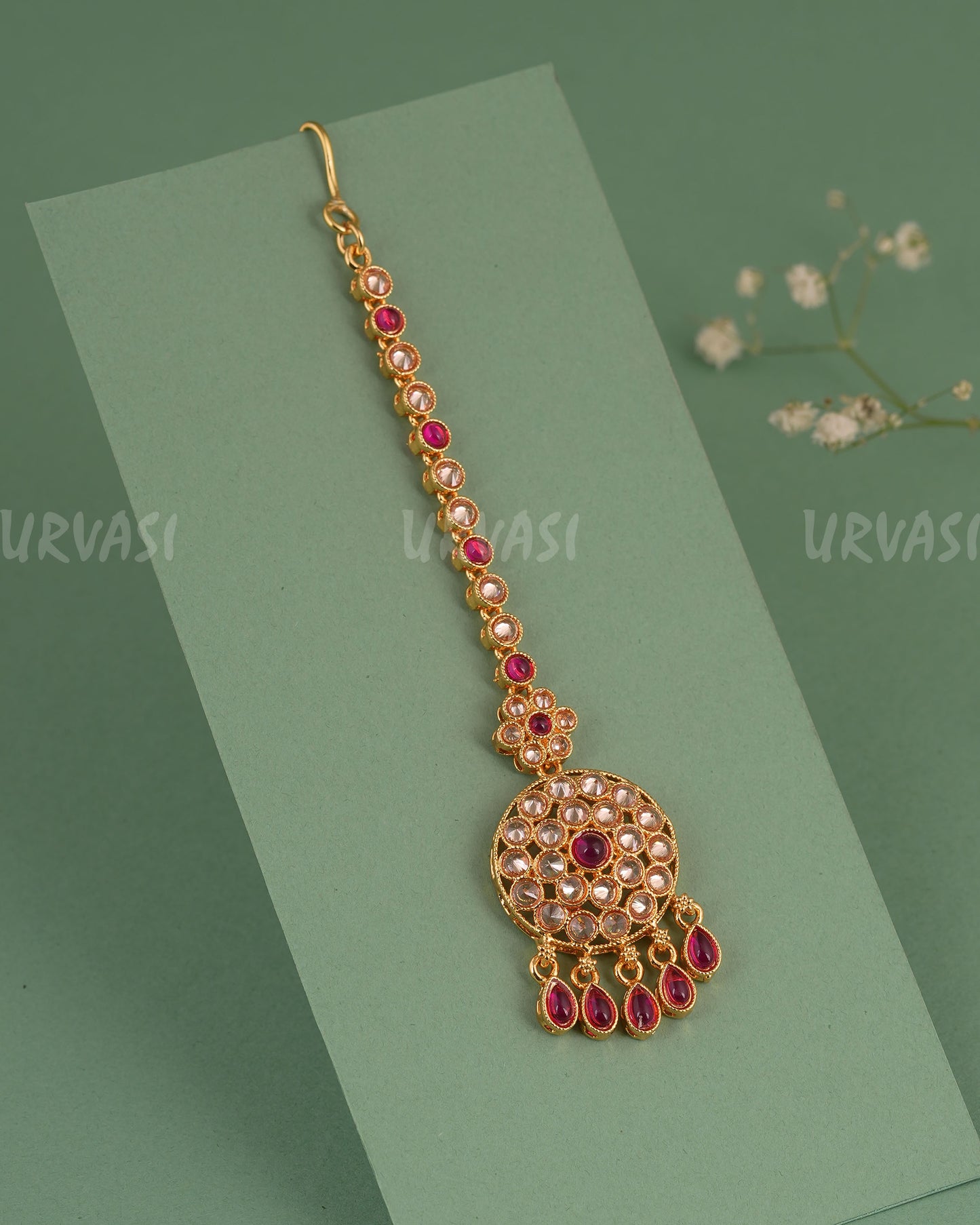 Gold-Toned Floral Teardrops Designed Chutty CH 136