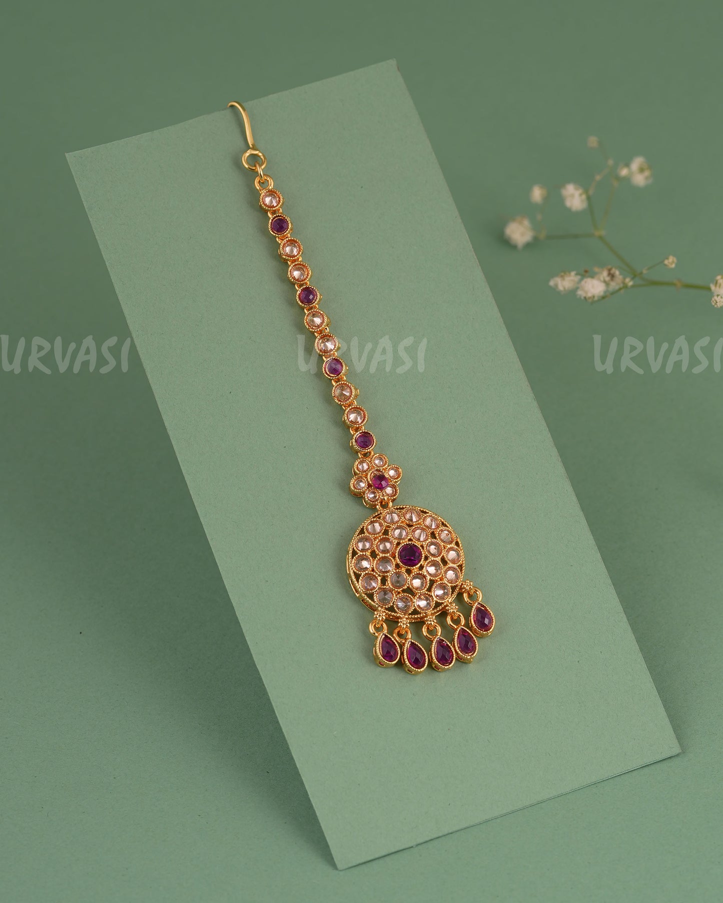 Gold-Toned Floral Teardrops Designed Chutty CH 136
