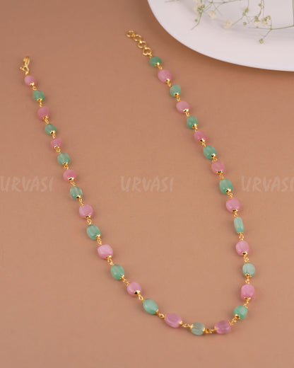 Gold-Toned One-Layer Beaded Pearl Long Mala  Ma 130