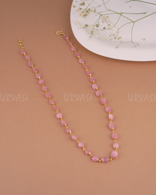 Gold-Toned One-Layer Beaded Pearl Long Mala  Ma 130