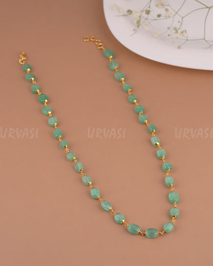 Gold-Toned One-Layer Beaded Pearl Long Mala  Ma 130