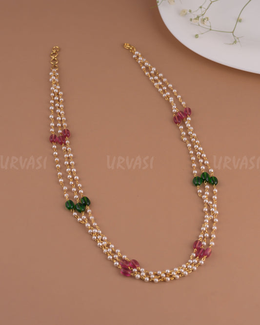 Gold-Toned 3 Layered Beaded Mala Ma 121