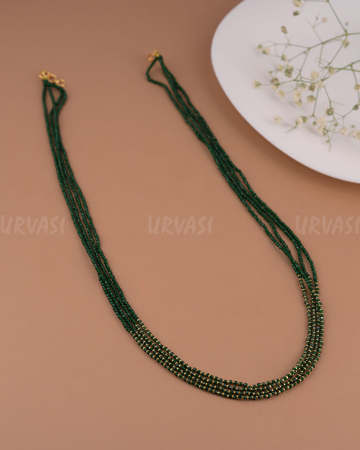 Gold-Toned Beaded Multi Layer Pearl Mala Ma 115