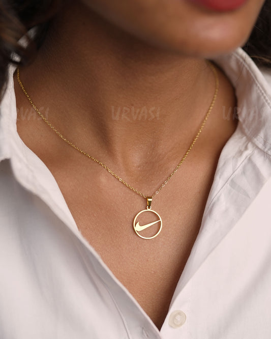 Gold-Toned Cutout Swoosh Designed Simple Chain SC 106