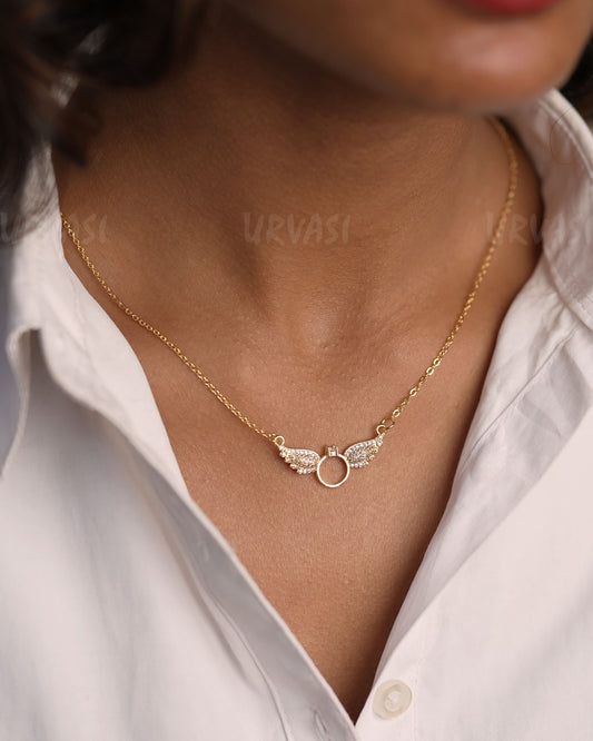 Gold-Toned Angelic Charm Wing Simple Chain SC 108