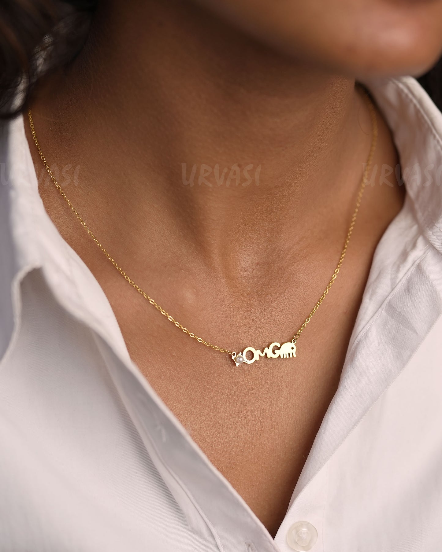 Gold-Toned Elephant Charm Simple Chain SC 134