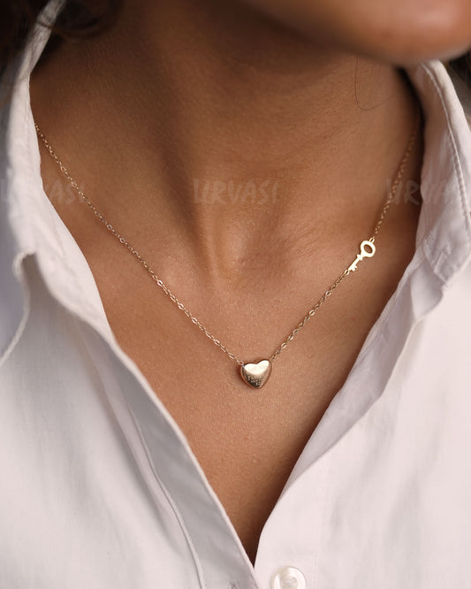 Rose Gold Key Charm Heart Pendant Simple Chain SC 136