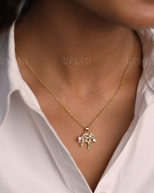 Gold-Toned Tree of Life Pendant Simple Chain SC 145
