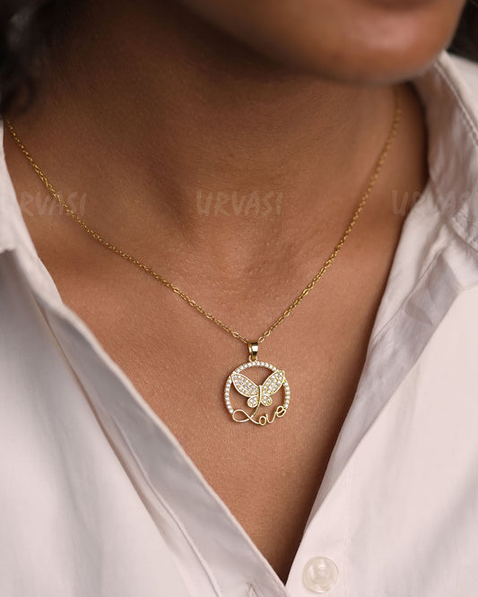 Gold-Toned Butterfly Pendant Simple Chain  SC 150