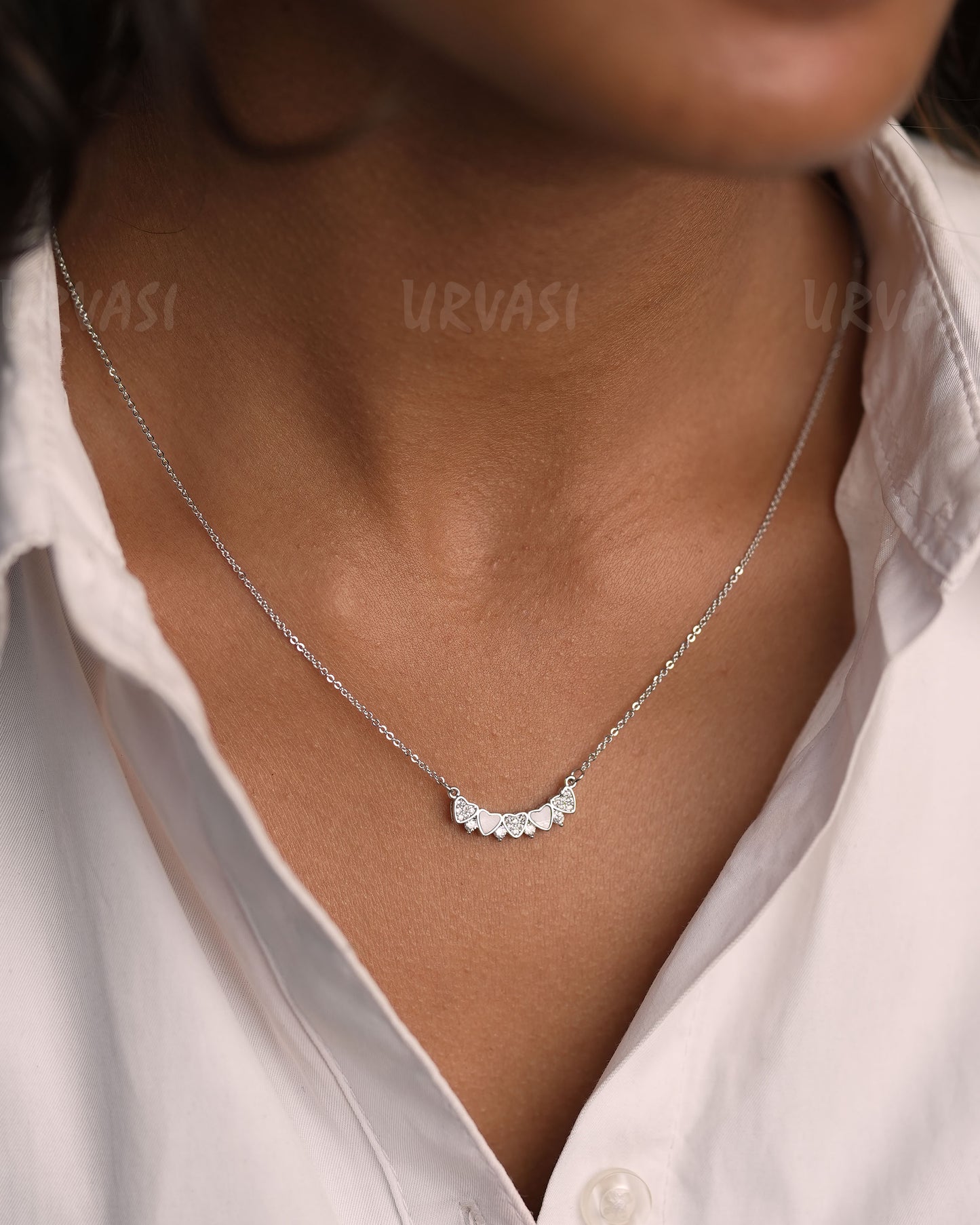 Heart Shaped Cubic Zirconia Simple Chain SC 161