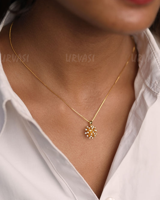 Gold-Toned Starbust Solid AD Simple Chain SC 160