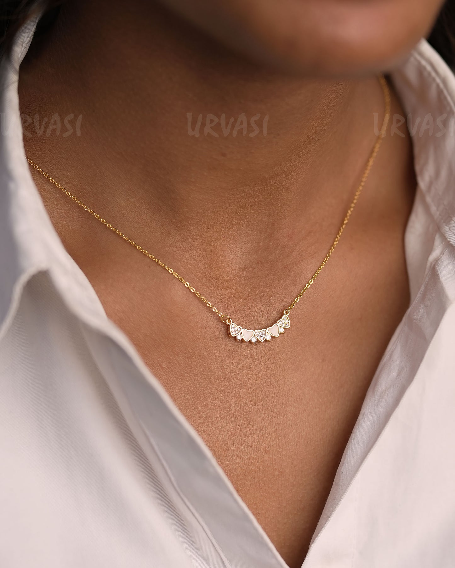 Heart Shaped Cubic Zirconia Simple Chain SC 161