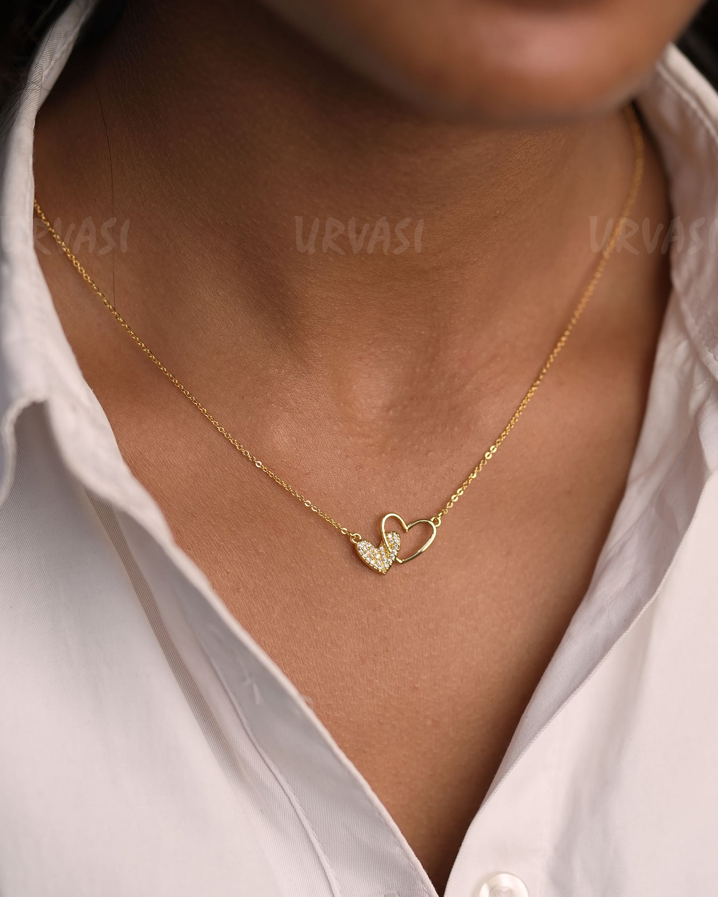 Inter-Wined Heart Pendant Simple Chain SC 154