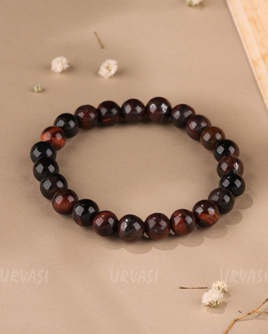 Hand-Made Red Tiger Eye Beaded Bracelet BR 121