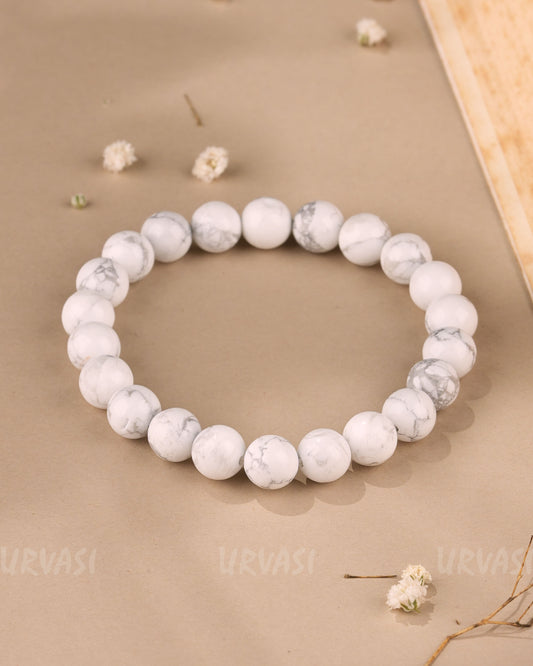 Hand-Made White Howlite Beaded Bracelet BR 126