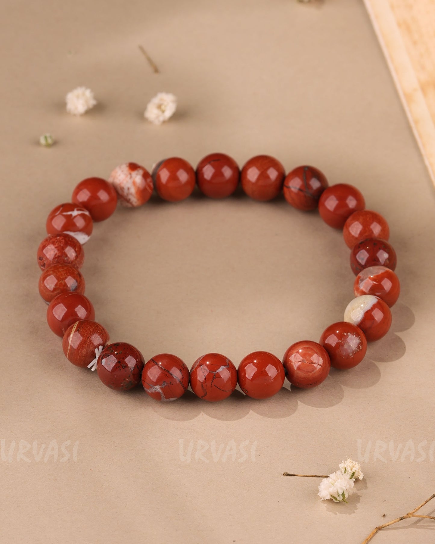 Hand-Made Natural Red Jasper Bead Bracelet BR 127