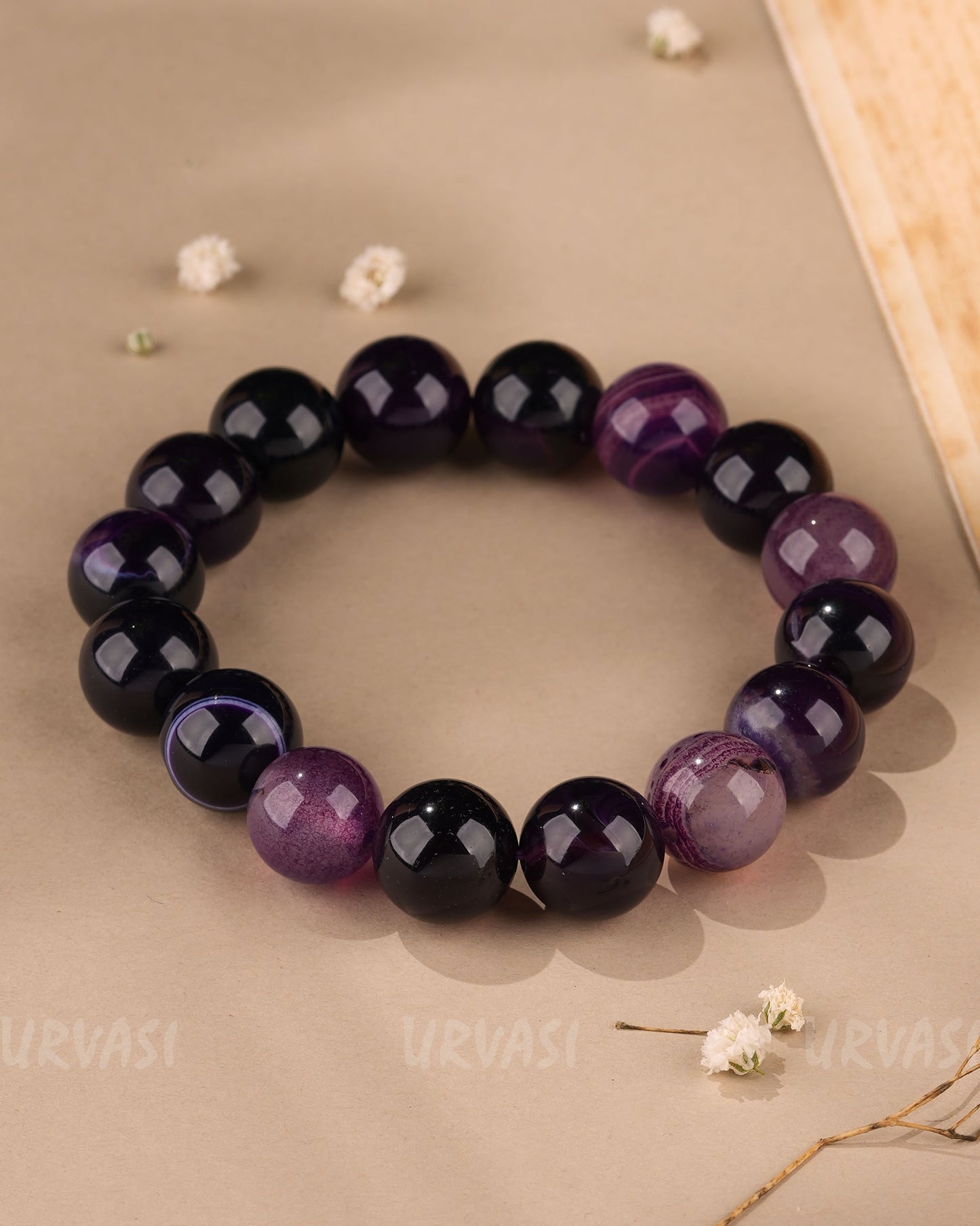 Hand-Made Purple Amethyst  Beaded Bracelet BR 82
