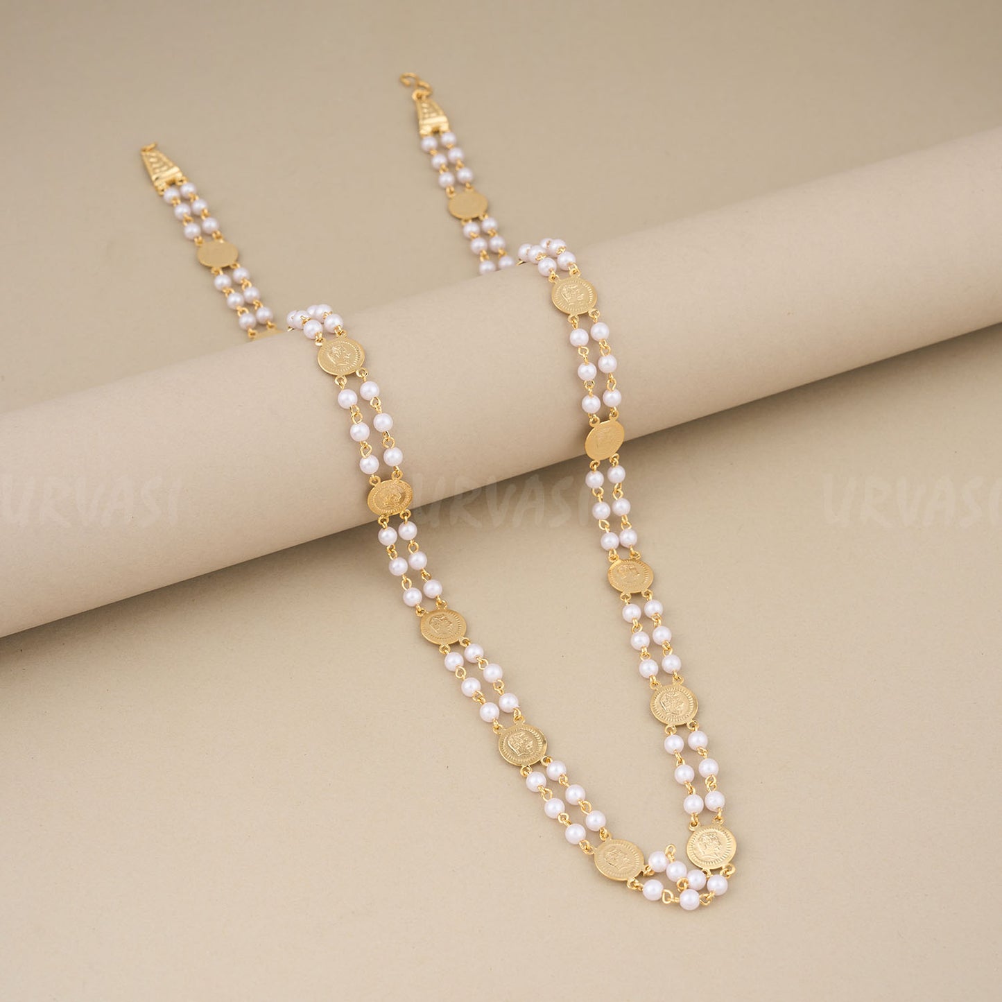 Gold-Toned kaasu X Pearl Mala MA 001