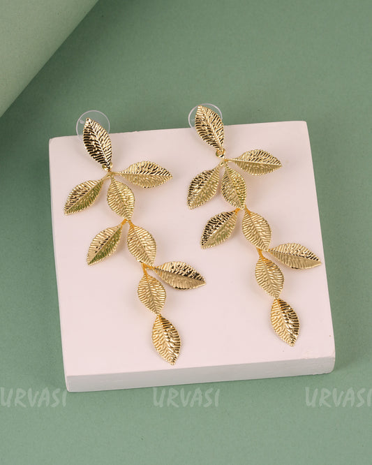 Gold-Toned Leaf Designed Earrings  ER 251
