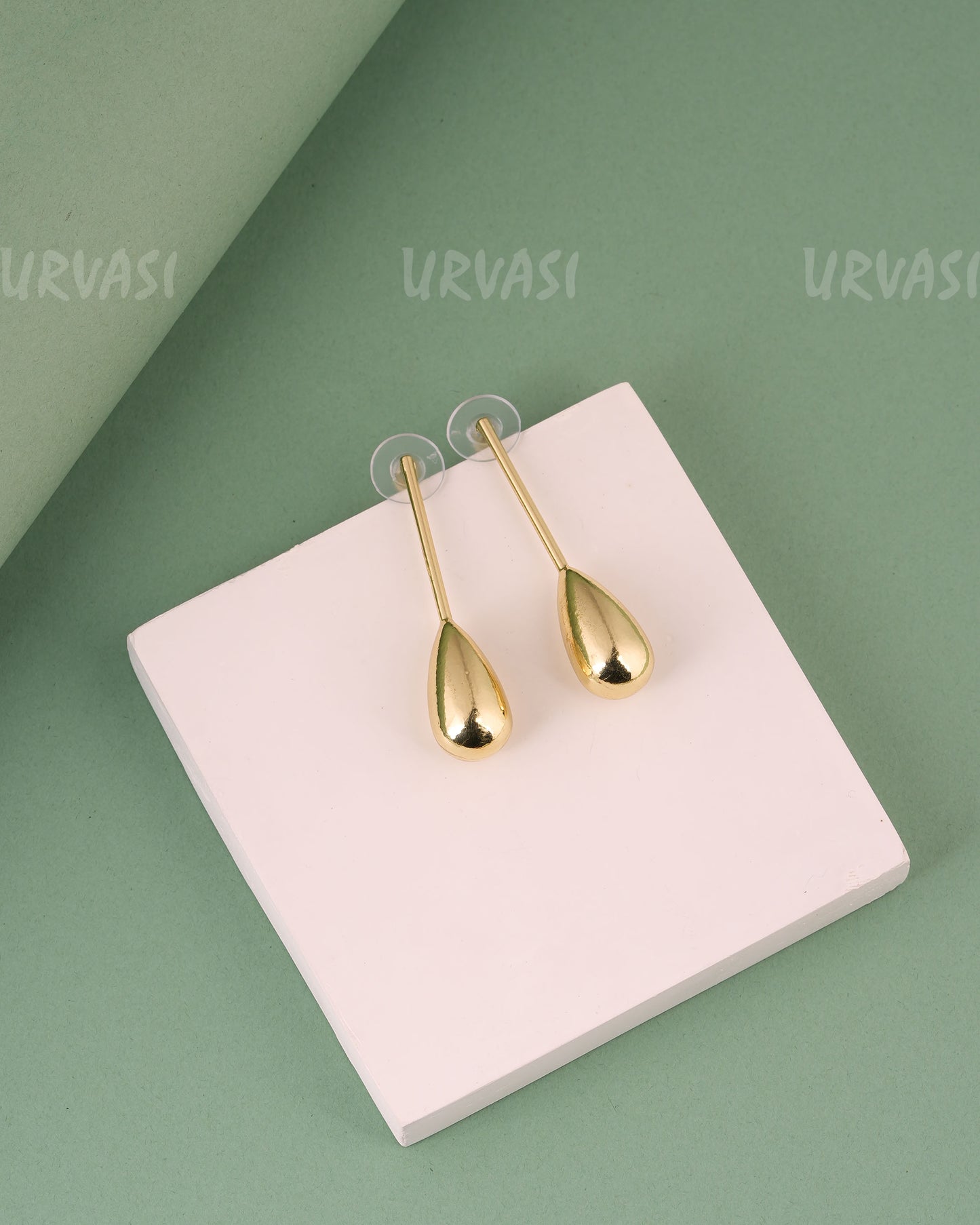 Glossy Gold-Toned Drop-Designed Earrings ER 235
