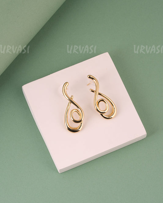 Glossy Gold Treble Clef Designed Earrings ER 230