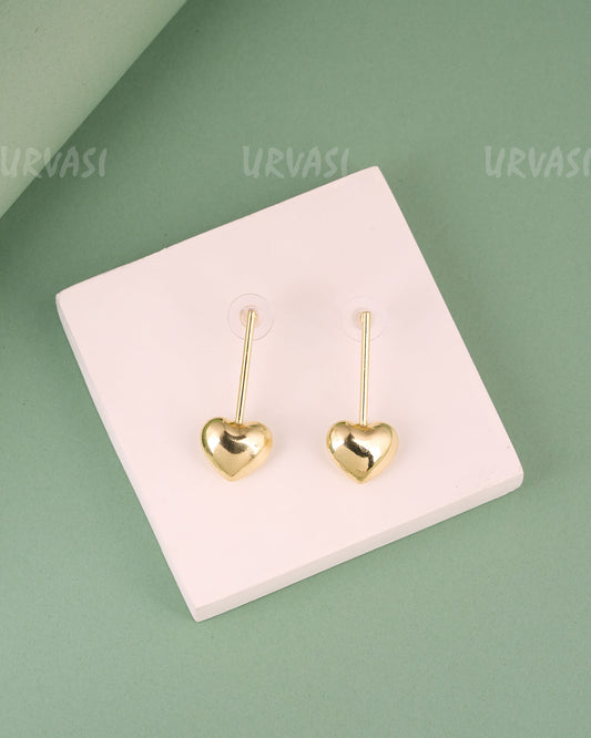 Glossy Gold Heart shaped Statement Earrings ER 229