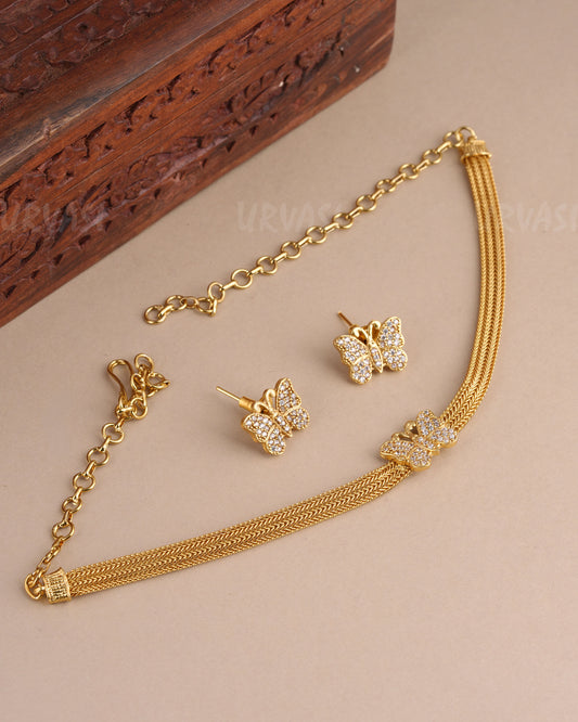 Gold-Toned Butterfly Choker Necklace 1473
