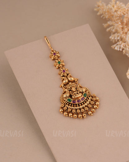 Gold-Toned Lakshmi Peacock Floral Motif Chutty CH 158