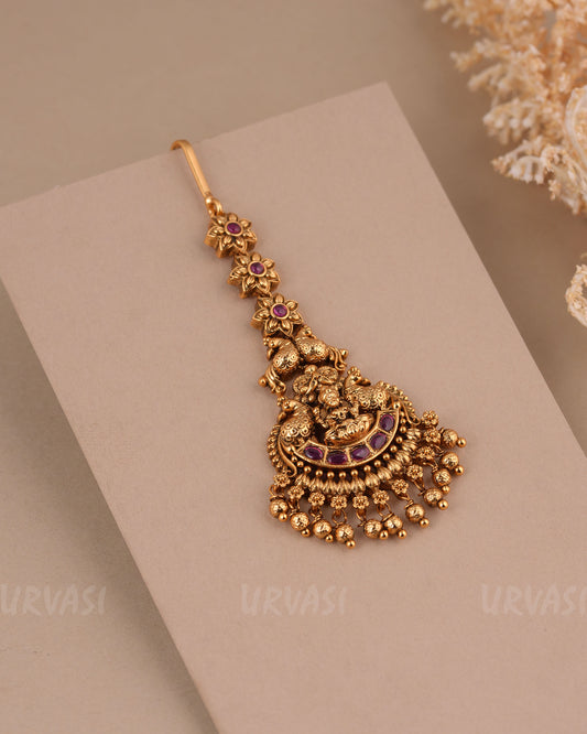 Gold-Toned Lakshmi Peacock Floral Motif Chutty CH 158