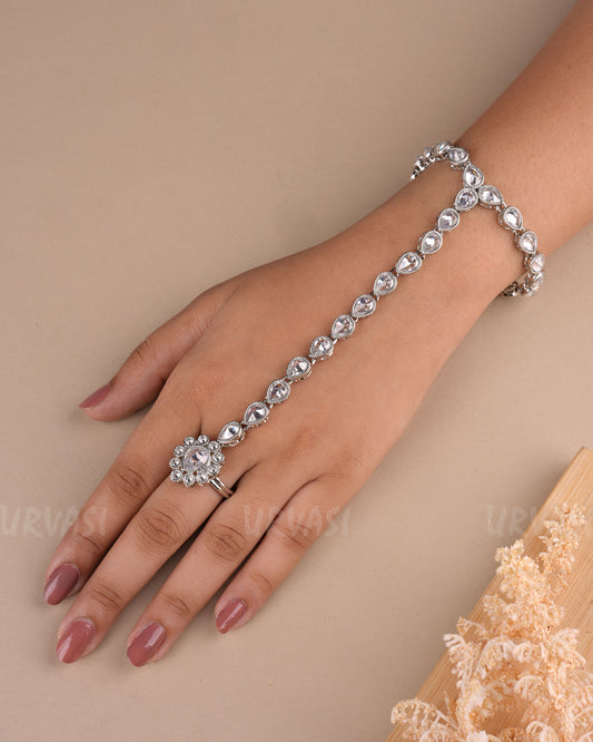 Rhodium Polish Tear-Drop Designed Polki Panja PN 02