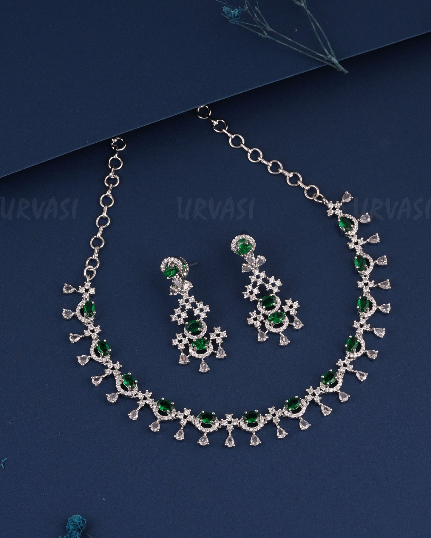 Rhodium Polish Tear-Drop Necklace 1509