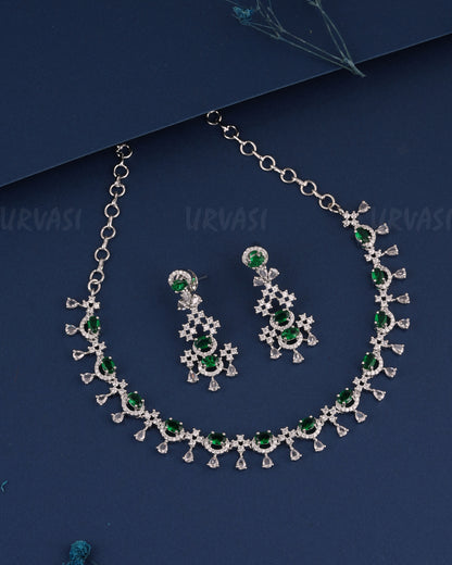 Rhodium Polish Tear-Drop Necklace 1509