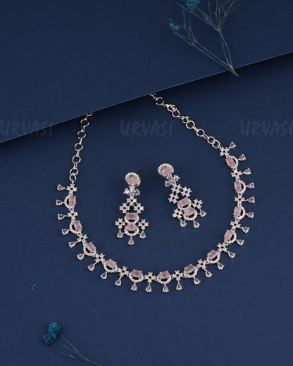 Rhodium Polish Tear-Drop Necklace 1509