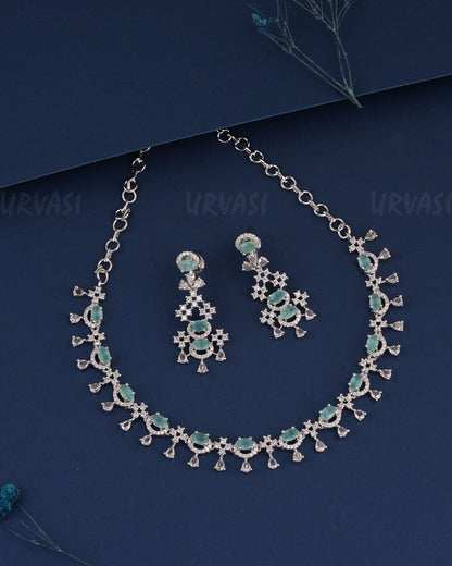 Rhodium Polish Tear-Drop Necklace 1509