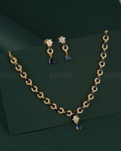Gold-Polish Floral Pendant Pear-Drop Pendant Necklace  1539