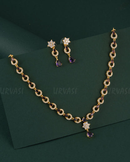 Gold-Polish Floral Pendant Pear-Drop Pendant Necklace  1539