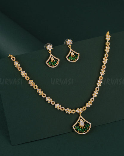 Gold-Toned Floral AD Necklace 1536