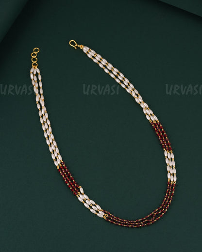 Gold-Toned Rice pearl Three-Layer Mala Ma 143